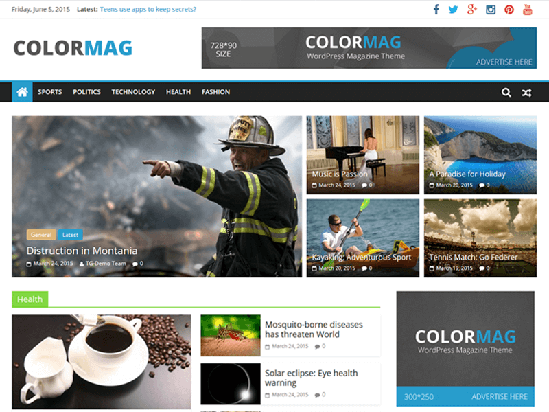 25+ Best Free Responsive Magazine WordPress Themes 2020 color mag