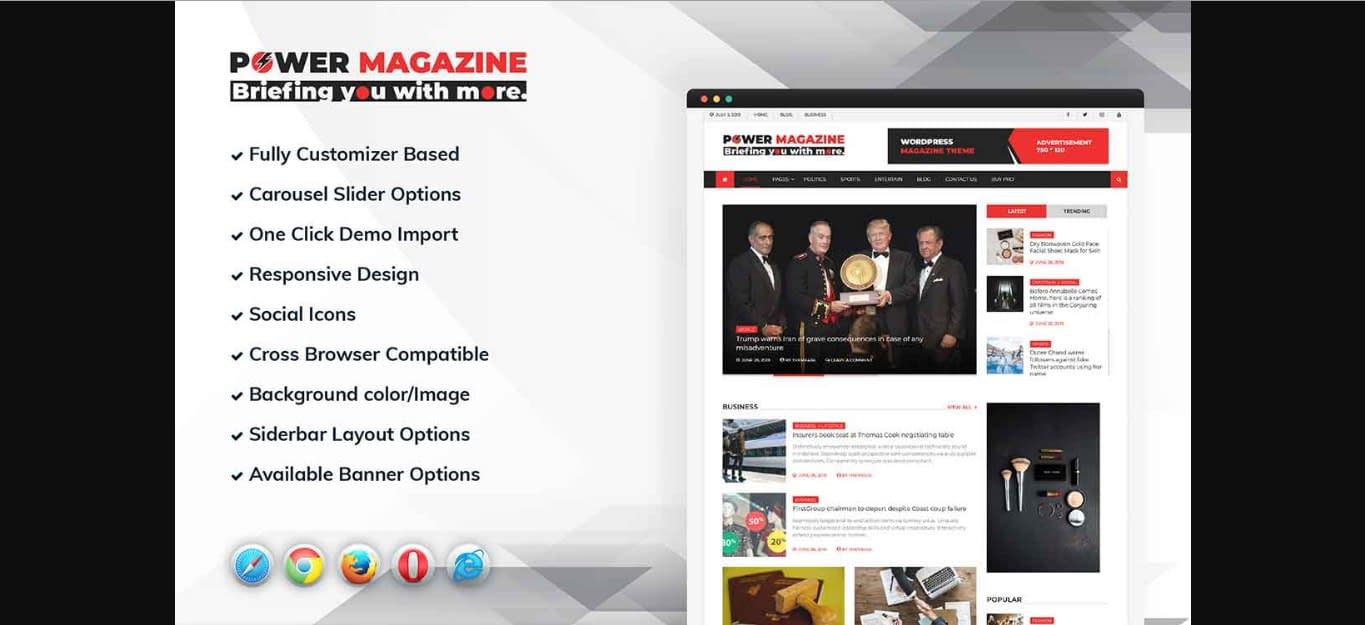 25+ Best Free Responsive Magazine WordPress Themes 2020 Power Magazine WordPress Theme