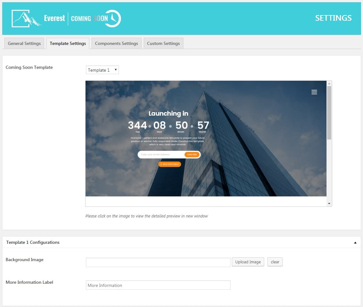 How to create an attractive Coming Soon or Under Construction page for your WordPress website? (Step by Step Guide) Everest Coming Soon: Template Settings