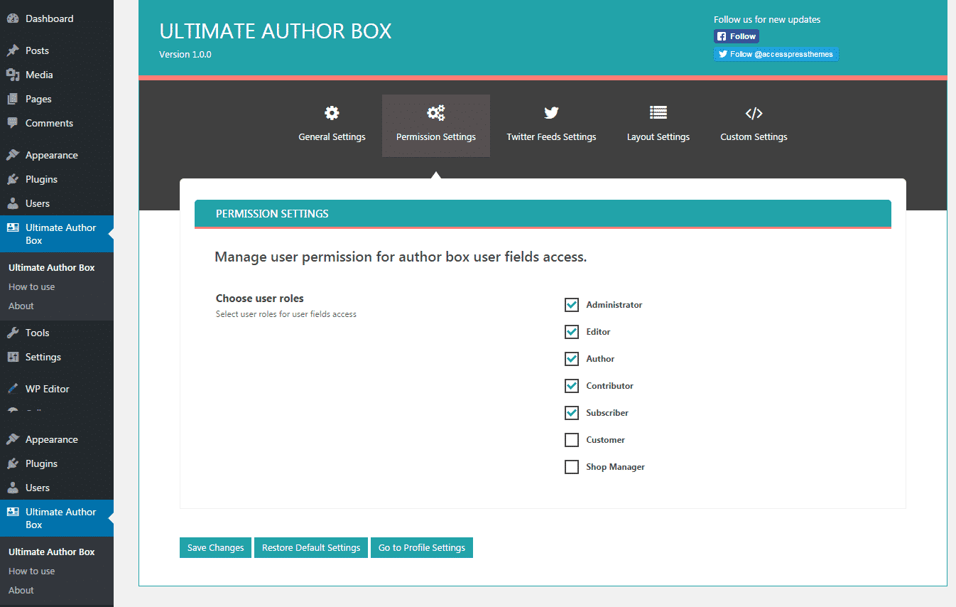 How to add an Author Bio Information Box in your WordPress Blog Post? (Step by Step Guide) Ultimate Author Box: Permission Settings