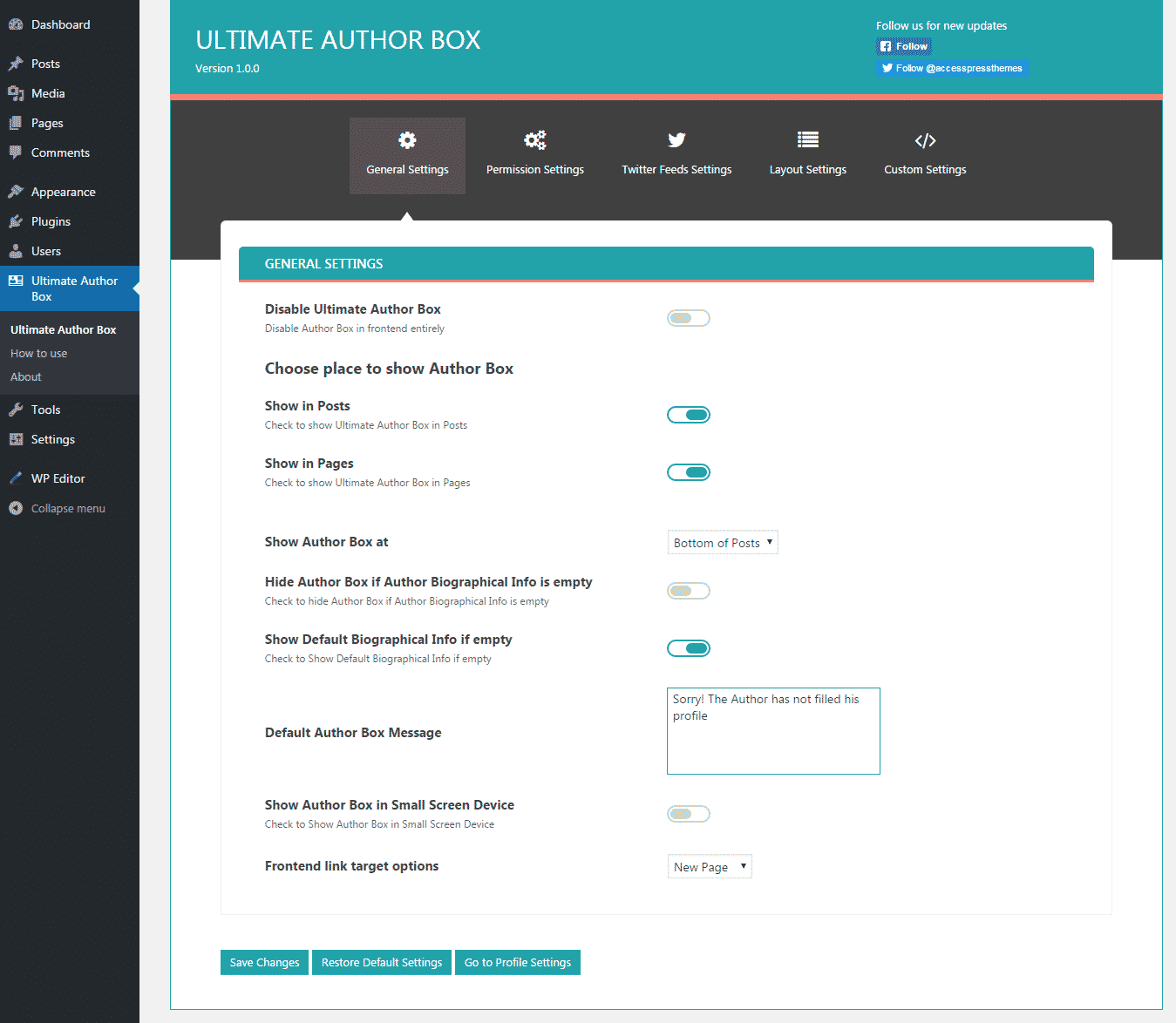How to add an Author Bio Information Box in your WordPress Blog Post? (Step by Step Guide) Ultimate Author Box: General Settings