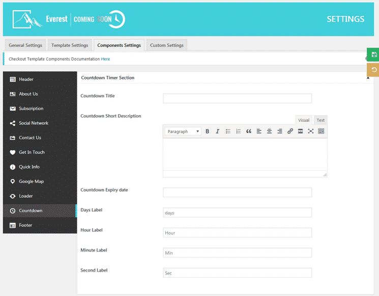 How to create an attractive Coming Soon or Under Construction page for your WordPress website? (Step by Step Guide) Everest Coming Soon: CountDown