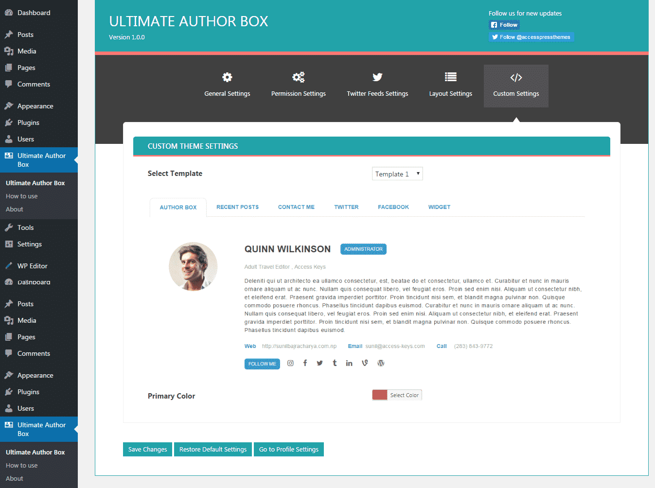How to add an Author Bio Information Box in your WordPress Blog Post? (Step by Step Guide) Ultimate Author Box: Custom Settings
