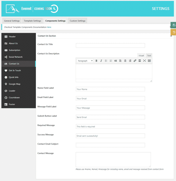 How to create an attractive Coming Soon or Under Construction page for your WordPress website? (Step by Step Guide) Everest Coming Soon: Contact Us