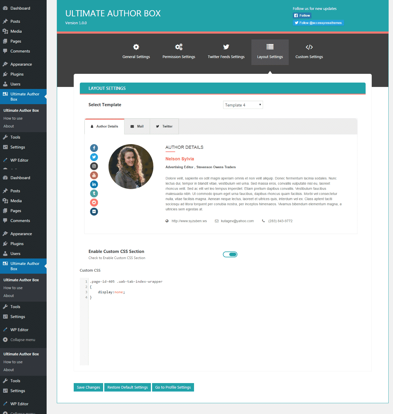 How to add an Author Bio Information Box in your WordPress Blog Post? (Step by Step Guide) Ultimate Author Box: Layout Settings