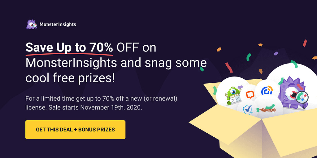 50+ Crazy Black Friday and Cyber Monday WordPress Deals 2020 MonsterInsights - BF CM Deals 2020