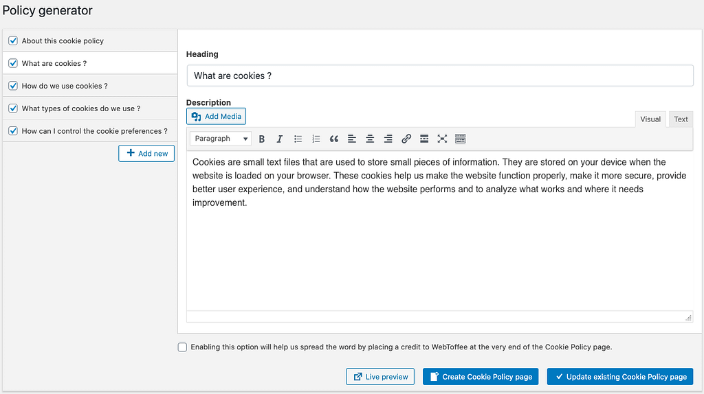 GDPR Cookie Consent WordPress Plugin Review Generate Cookie/Privacy Policy