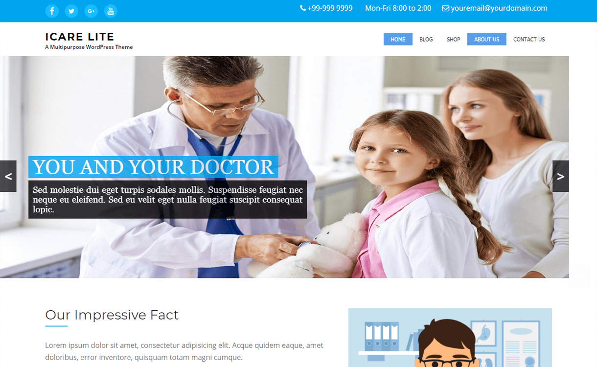 23+ Best Free WordPress Health and Medical Themes 2020 iCare Lite-Best Free WordPress Health Medical Theme