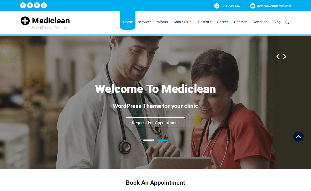 23+ Best Free WordPress Health and Medical Themes 2020 MediClean-Best Free Medical WordPress Theme