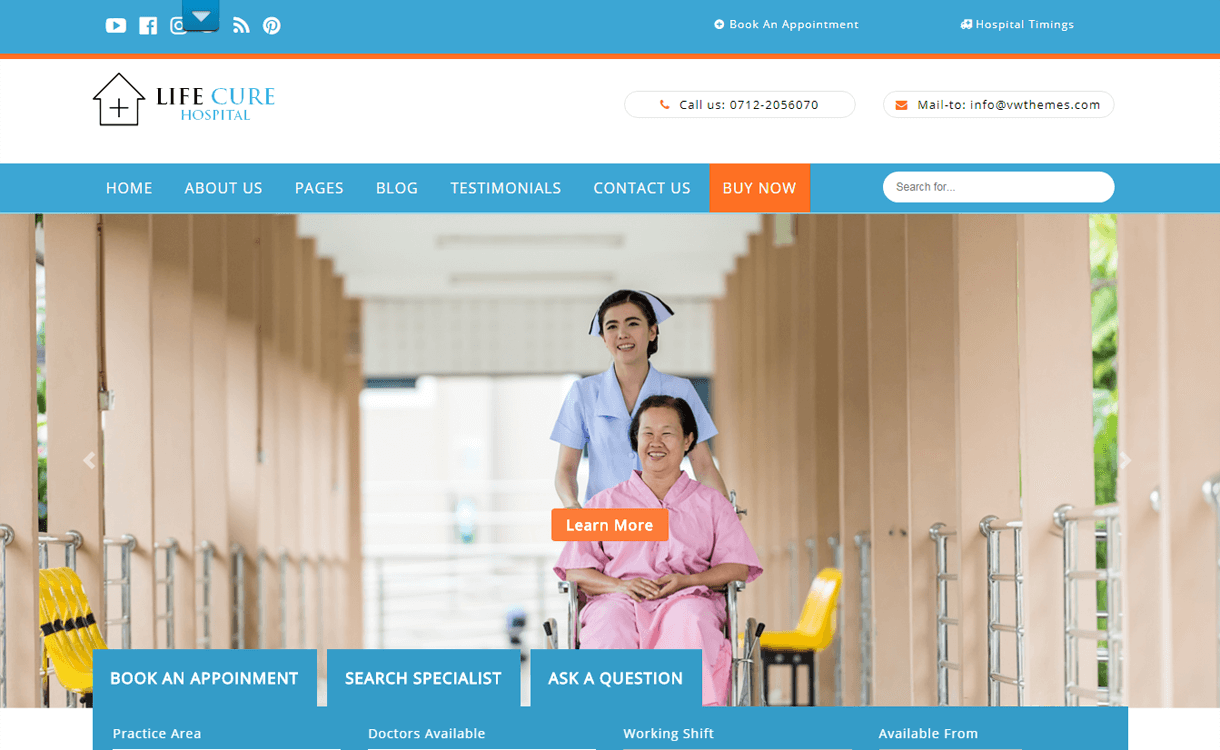 23+ Best Free WordPress Health and Medical Themes 2020 VW Hospital-Best Free WordPress Health Medical Theme