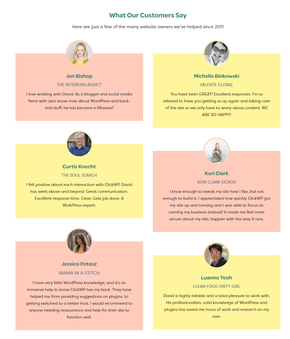 ClickWP - WordPress Service and Support (7+ years experience) ClickWP Support Service Clients Portfolio