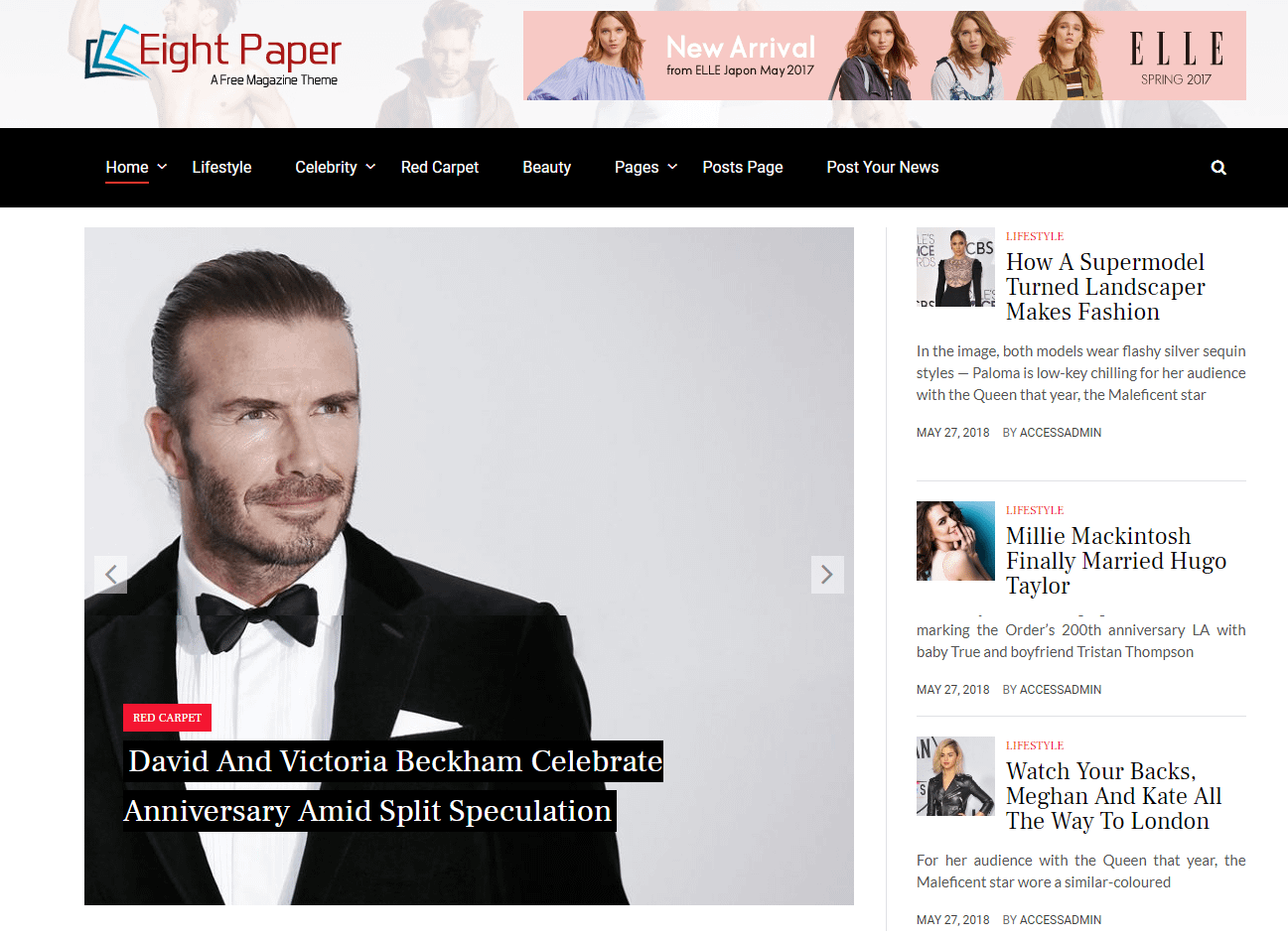 21+ Best Free WordPress Themes (July 2018 Releases: Hotel, Business, Lawyer, Blog, Magazine, Education, Photography and more...) Eight Paper - Free WordPress Blog Magazine Theme