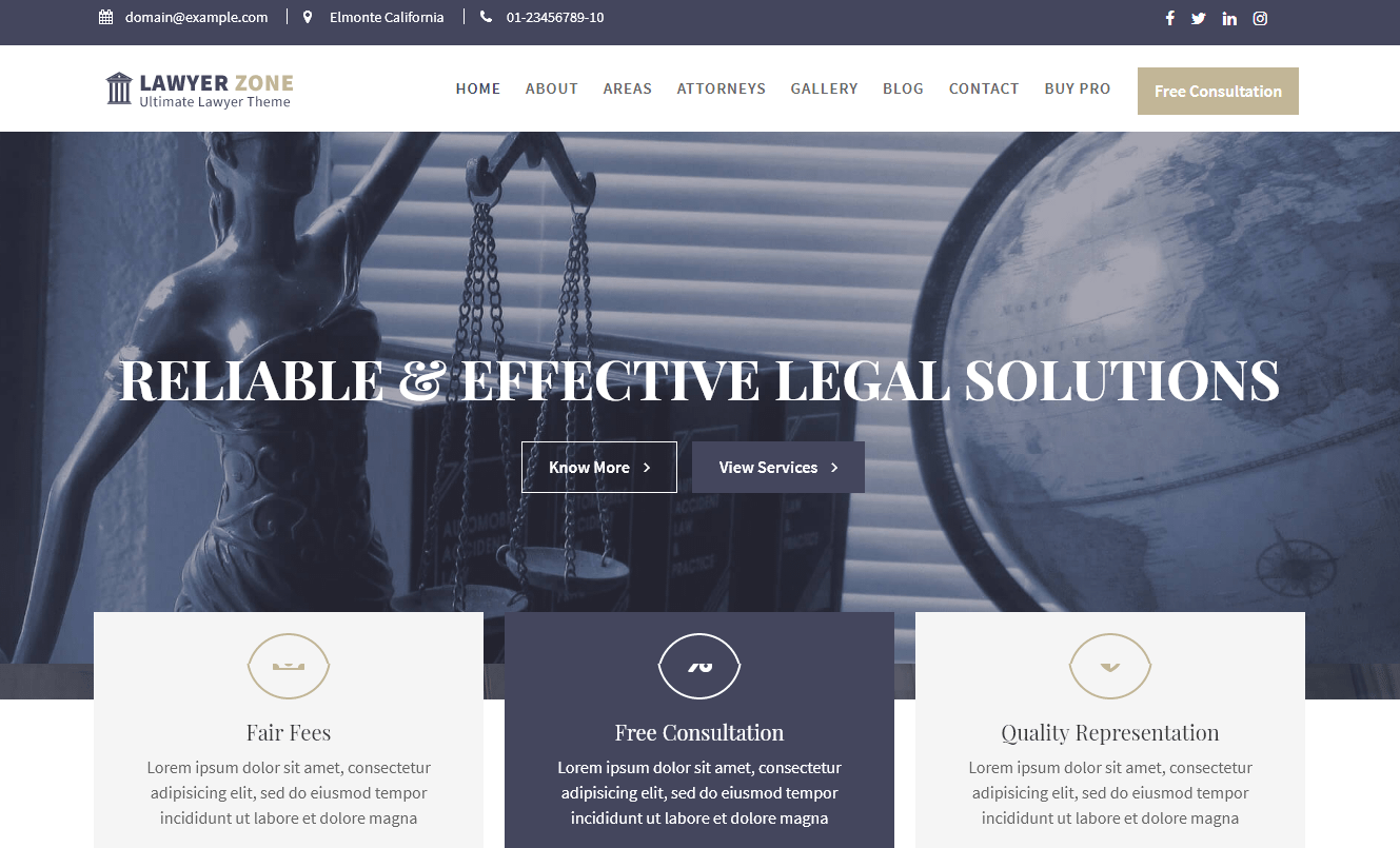 21+ Best Free WordPress Themes (July 2018 Releases: Hotel, Business, Lawyer, Blog, Magazine, Education, Photography and more...) Lawyer Zone - Free WordPress Lawyer Theme