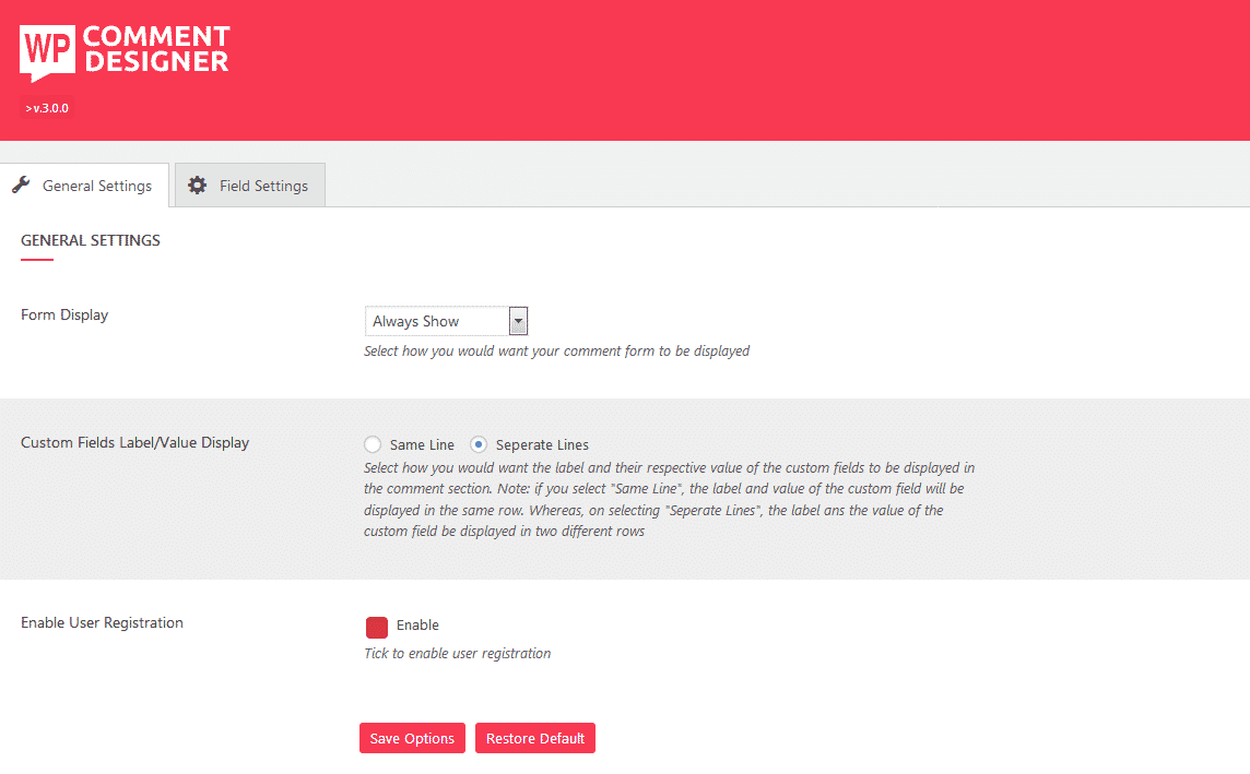 How to create an attractive comment section in WordPress? (Step by Step Guide) WP Comment Designer: Comment Form Builder General Settings