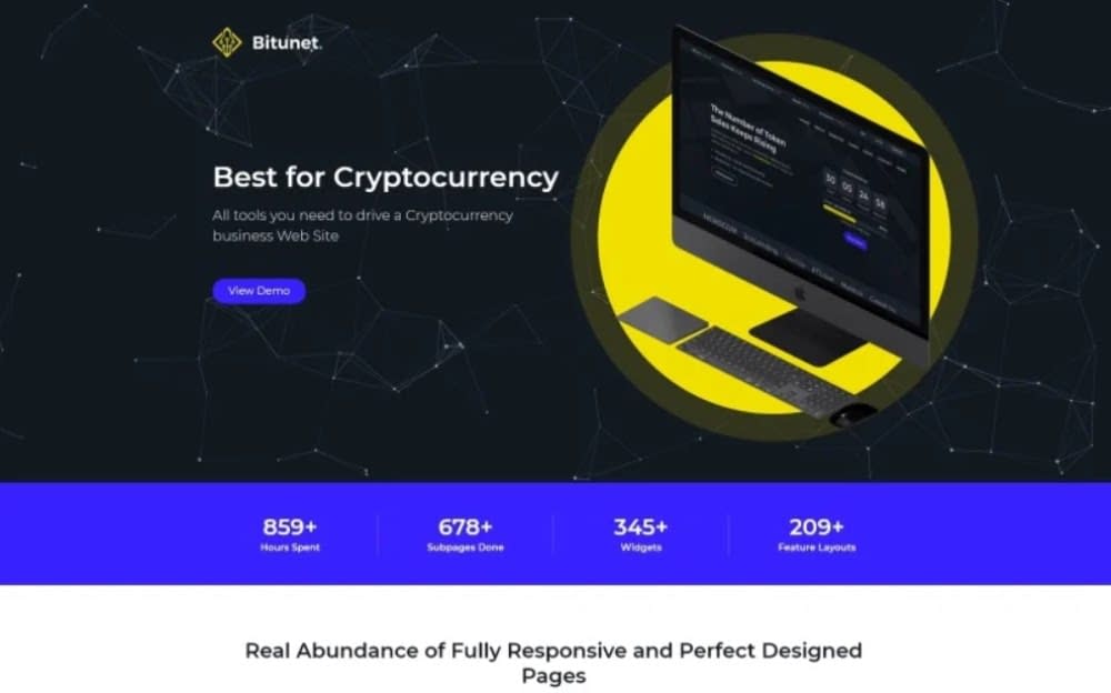 Coding Is Not a Barrier: Top 10 WordPress Themes With Visual Composer Bitunet - Cryptocurrency Elementor WordPress Theme