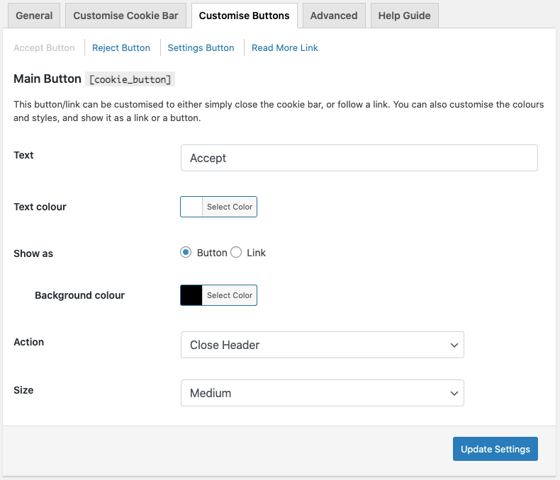 GDPR Cookie Consent WordPress Plugin Review Customization of buttons
