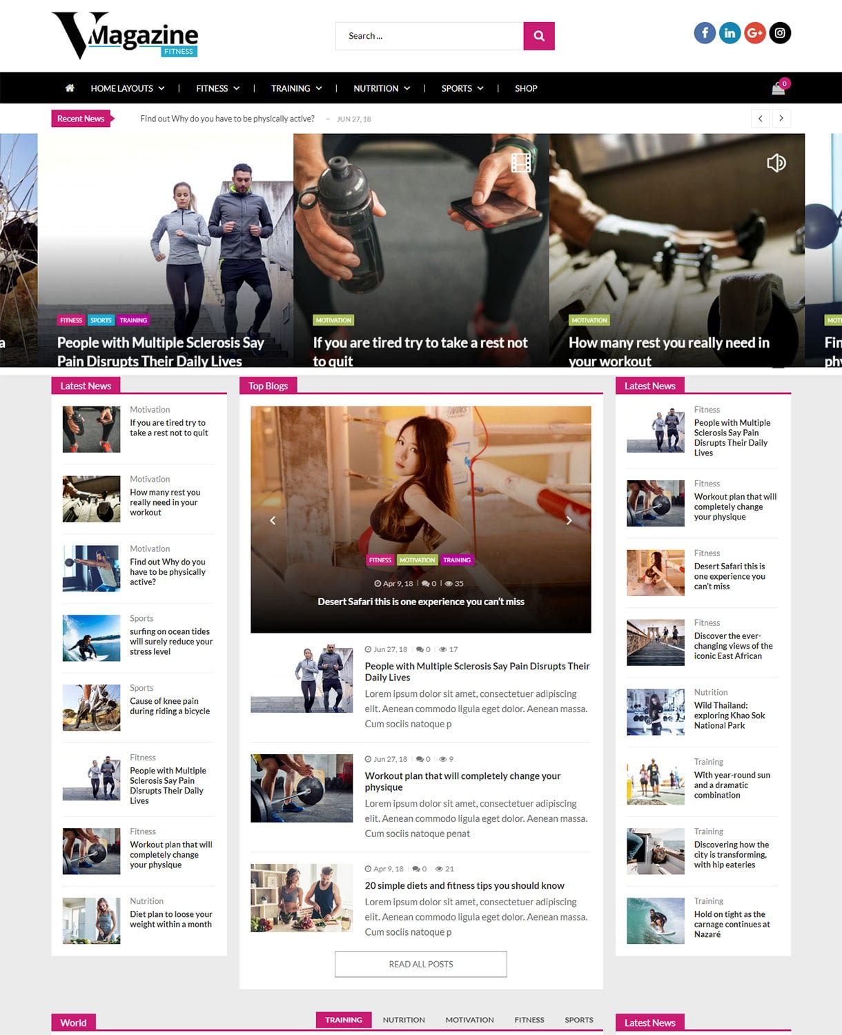 VMagazine Review - A hassle free, simple, clean and beautiful WordPress theme to start your news and magazine website vmagazine fitness demo - VMagazine Review - A hassle free, simple, clean and beautiful WordPress theme to start your news and magazine website