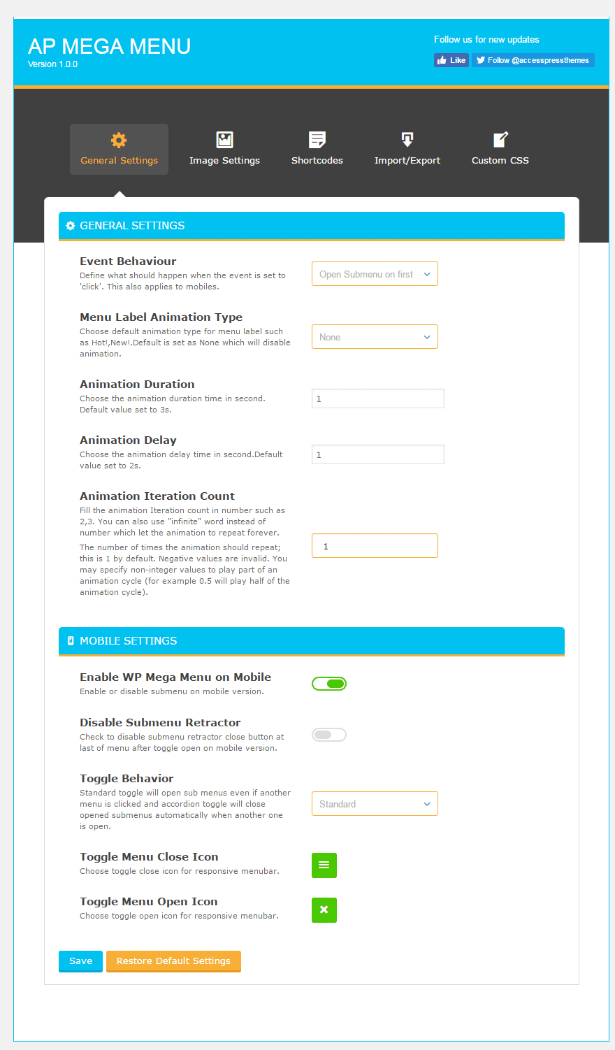How to add Mega Menu on WordPress Website Using AP Mega Menu plugin? (Step by Step Guide) general settings 1 - How to add Mega Menu on WordPress Website Using AP Mega Menu plugin? (Step by Step Guide)