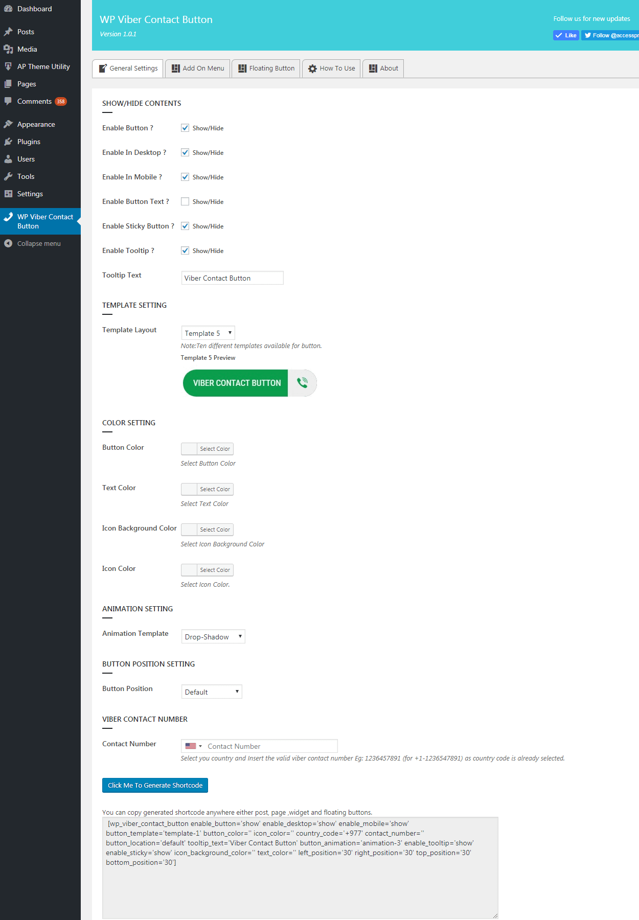 How to Add Viber Button on your WordPress website? general settings - How to Add Viber Button on your WordPress website?
